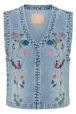 CULTURE TIALA ANICETA EMBROIDERY WAISTCOAT LIGHT BLUE WASH