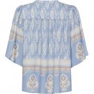 ISAY ANE S/S BLOUSE LIGHT BLUE BORDER PAISLEY