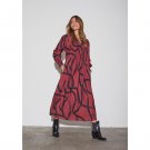 ISAY ANE V-NECK DRESS BLACK ON RED