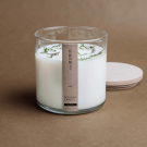 The Munio Soy Wax Candle in glass votive with wooden wicks  Heather 550ml