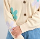 Dedicated Cardigan Kanan Aplication Flower Vanilla White