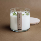 The Munio Soy Wax Candle in glass votive with wooden wicks  Moss 550ml
