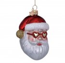 Vondels  Ornament Glass Red Santa W/Heart Glasses H10cm