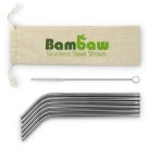 Bambaw Pouch Stainless Steel Straws & Brush (6 pack)