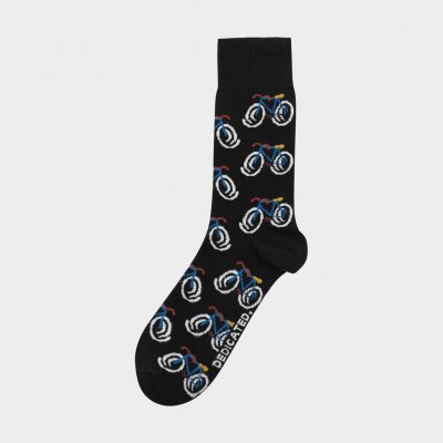 Dedicated Socks Sigtuna Happy Bike Black White