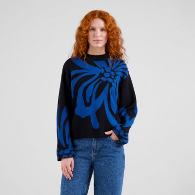 Dedicated Sweater Limhamn Big Flower Blue Limoges