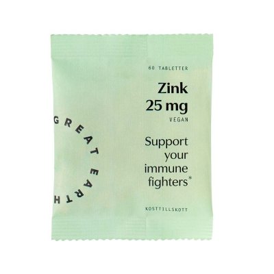 Great Earth Zink 25mg 60 tabletter refill