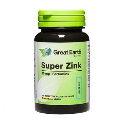 Great Earth Super Zink 25mg 100 tabletter