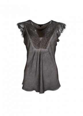 Black Colour Billy Lace Top Vintage Dyed Taupe