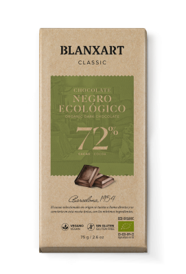 Blanxart Mörk Chokladkaka Classic 72% EKO 75g