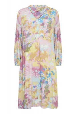 Culture Valerie Andrea Short Dress Yellow Pink Abstr.