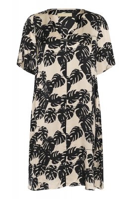 Culture Miso Berna Short Dress Black Palm Leav
