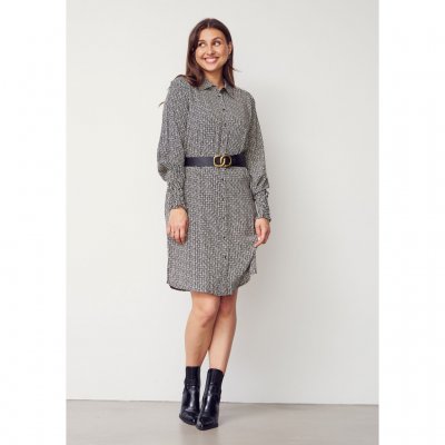 Isay Asta Printed Dress Graphic Black Strokes