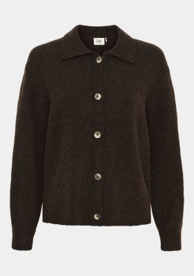 Isay Anna Colar Cardigan Dark Brown Melange