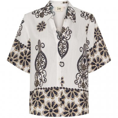 ISAY ANE BUTTOM SHIRT SUMMER BORDER PRINT