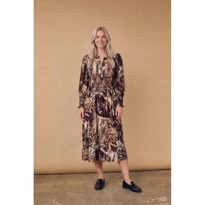 ISAY ANE V-NECK DRESS BROWN DRAWING