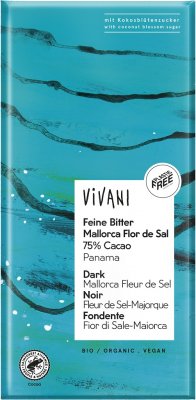 Vivani Mörk Choklad 75% med Havssalt 80g