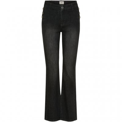 ISAY COMO FLARE BUTTON JEANS WASHED BLACK