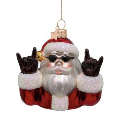 Vondels  Ornament Glass Red Opal Cool Santa H9cm