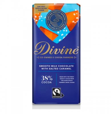 Divine Milk Chocolate 38% with Salted Caramel 90g