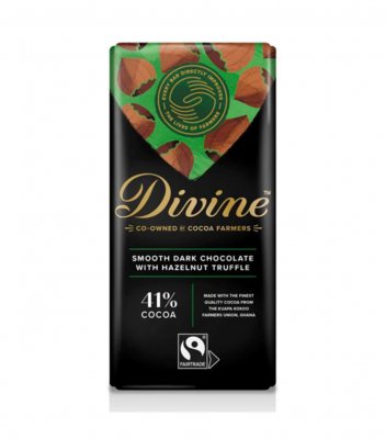 Divine Smooth Dark Chocolate 41% with Hazelnut Truffel 90g