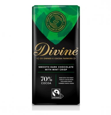 Divine Dark Chocolate 70% with Mint Crisp 90g