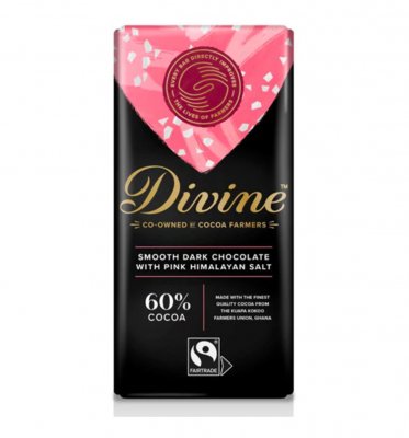 Divine Dark Chocolate 60% with Pink Himalaya Salt 90g
