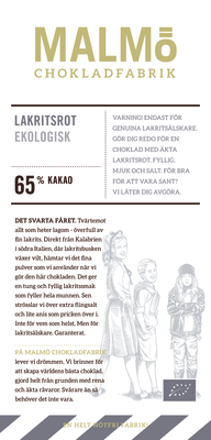 Malmö Chokladfabrik Lakritsrot EKO 65%, 80g