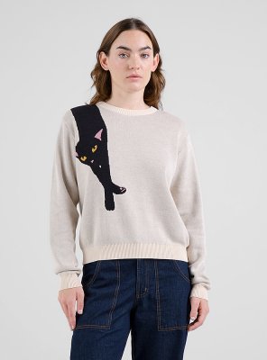 Dedicated Arendal Sweater Long Cat Vanilla White