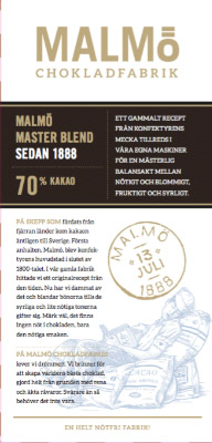 Malmö Chokladfabrik Master Blend 70%, 80g