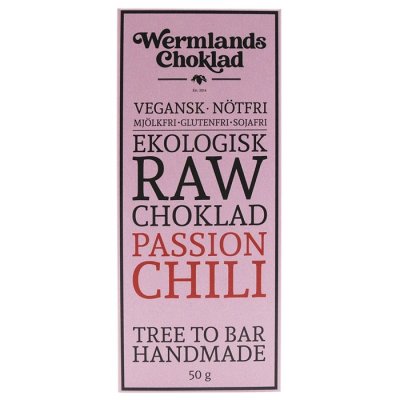 Wermlandschoklad Ekologisk Rawchoklad Passion Chili 73% 50g