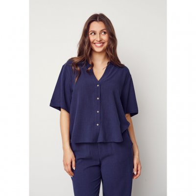 ISAY PEARL S/S SHIRT NAVY