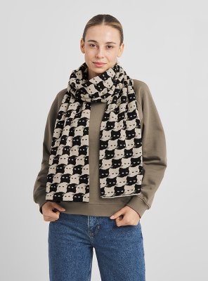 Dedicated Scarf Rossberga Pepita Cats Oat White