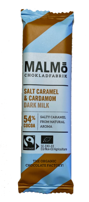 Malmö Chokladfabrik Bar Saltkaramell & Kardemumma Dark Milk 54%, 25g