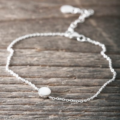 Faith Armband Vit Månsten Silver