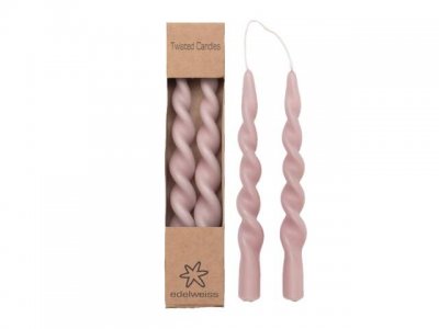 EDELWEISS TWISTED CANDLES MISTY ROSE 2-PACK