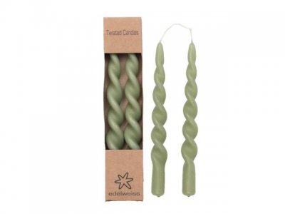 Edelweiss Twisted Candles Shady Olive 2-pack