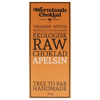 Wermlandschoklad Ekologisk Rawchoklad Apelsin 73% 50 g